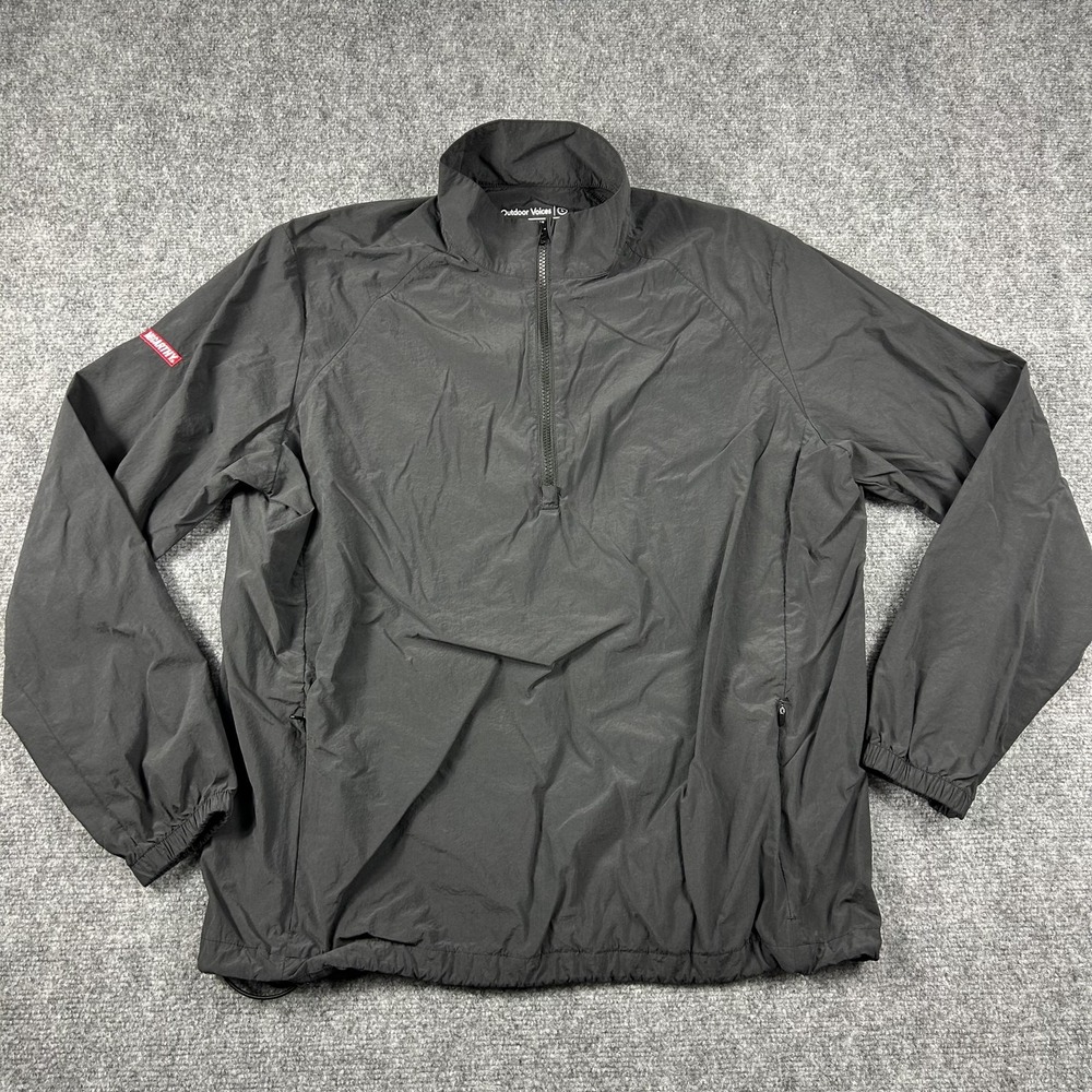 Outdoor Voices Jacket Mens Large Gray 1/4 Zip Windbreaker Lightweight Running